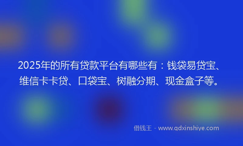2025年的所有贷款平台有哪些有：钱袋易贷宝、维信卡卡贷、口袋宝、树融分期、现金盒子等。