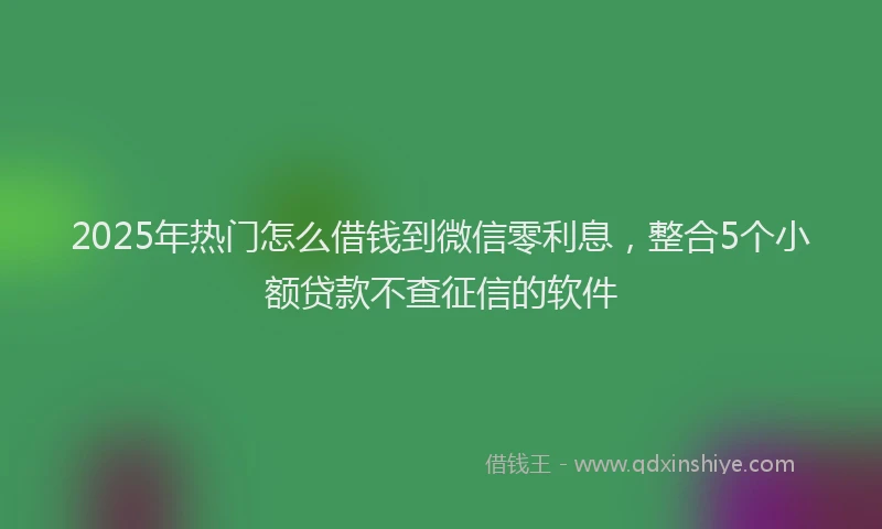 2025年热门怎么借钱到微信零利息，整合5个小额贷款不查征信的软件