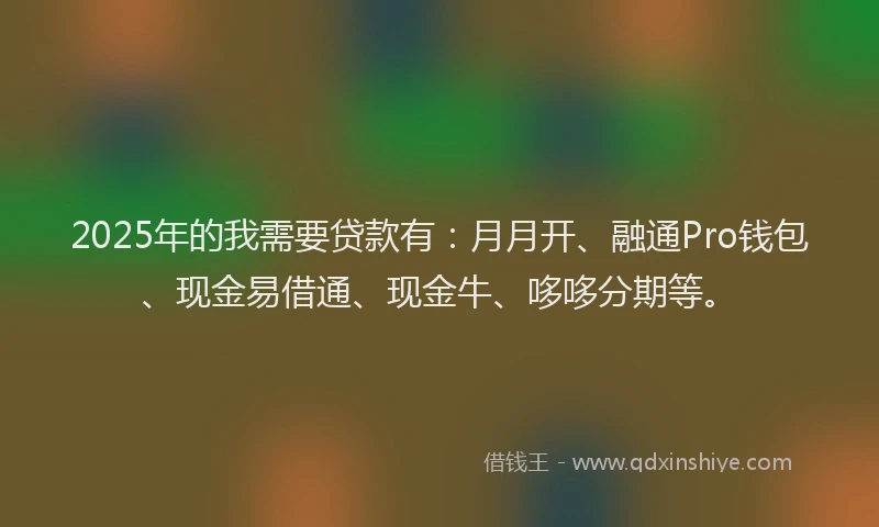 2025年的我需要贷款有：月月开、融通Pro钱包、现金易借通、现金牛、哆哆分期等。