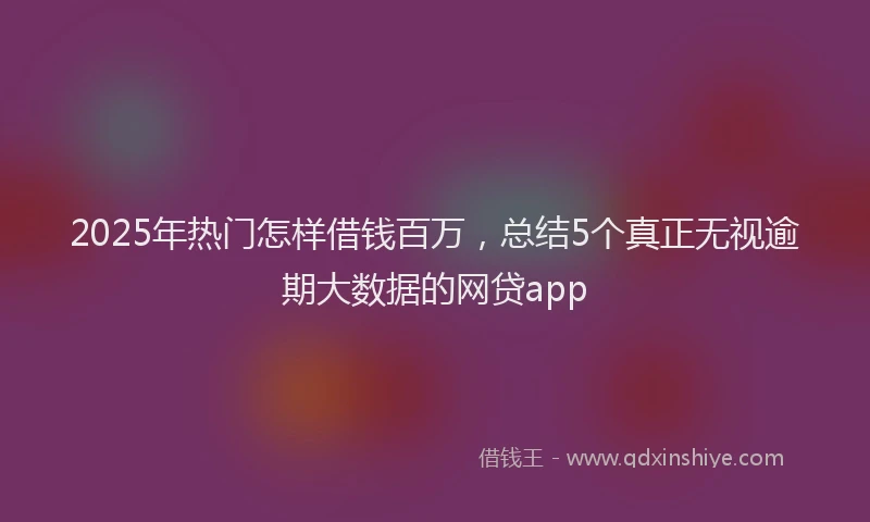 2025年热门怎样借钱百万，总结5个真正无视逾期大数据的网贷app