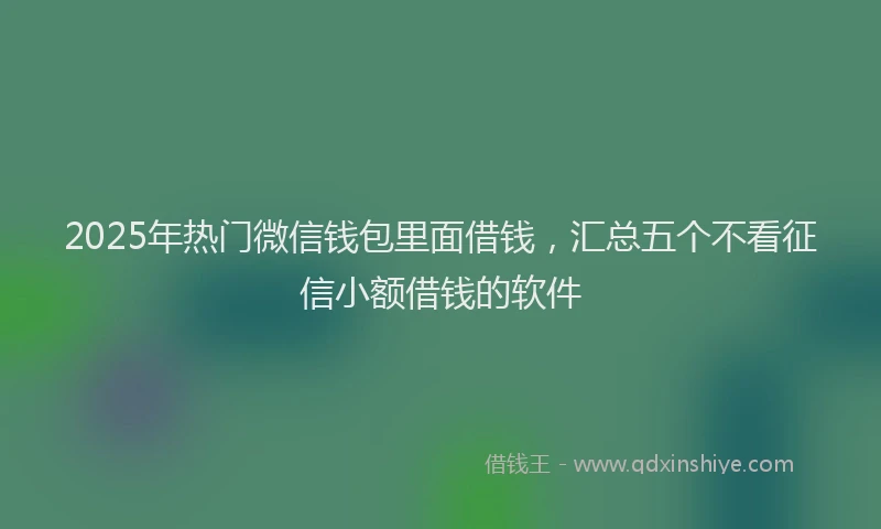 2025年热门微信钱包里面借钱，汇总五个不看征信小额借钱的软件
