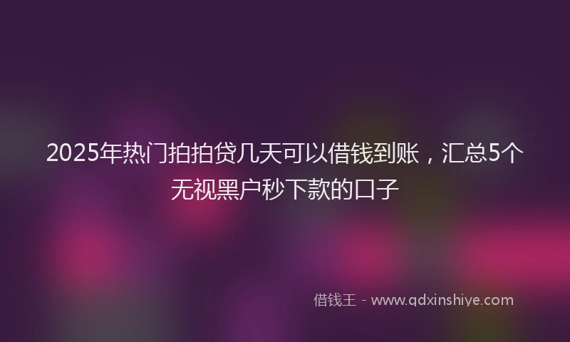2025年热门拍拍贷几天可以借钱到账，汇总5个无视黑户秒下款的口子