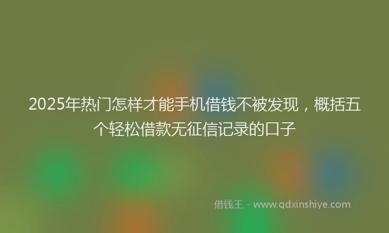 2025年热门怎样才能手机借钱不被发现，概括五个轻松借款无征信记录的口子