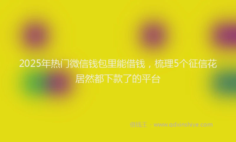 2025年热门微信钱包里能借钱，梳理5个征信花居然都下款了的平台
