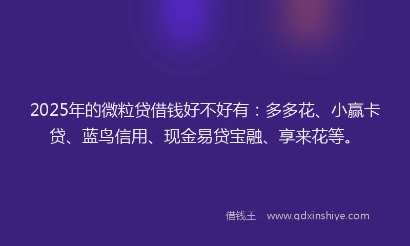 2025年的微粒贷借钱好不好有：多多花、小赢卡贷、蓝鸟信用、现金易贷宝融、享来花等。