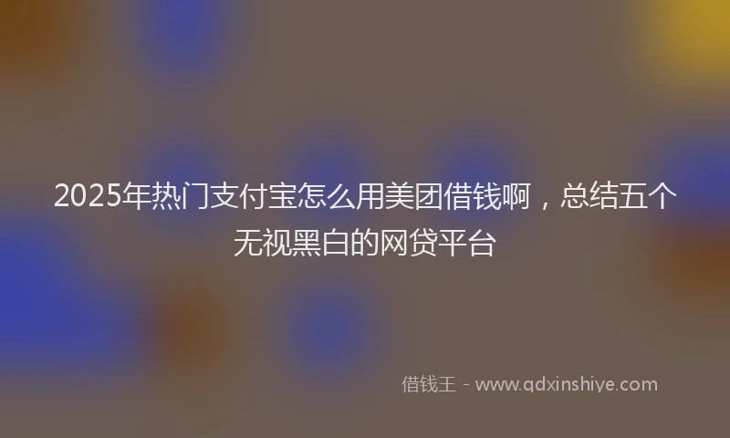 2025年热门支付宝怎么用美团借钱啊，总结五个无视黑白的网贷平台
