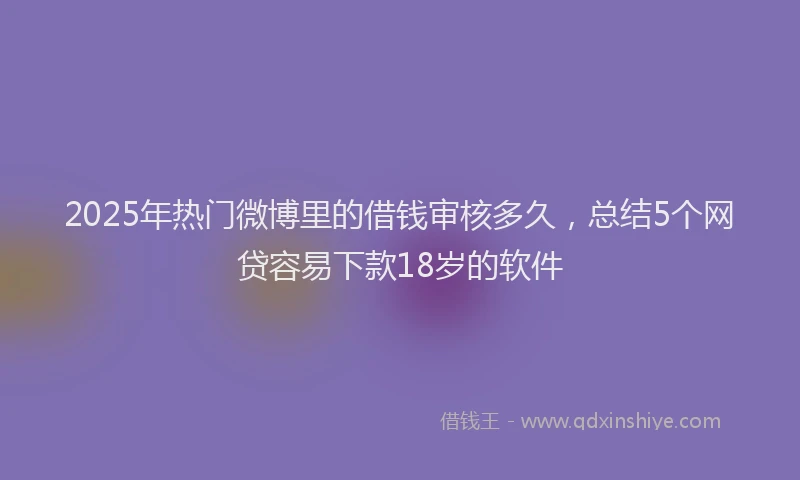 2025年热门微博里的借钱审核多久，总结5个网贷容易下款18岁的软件