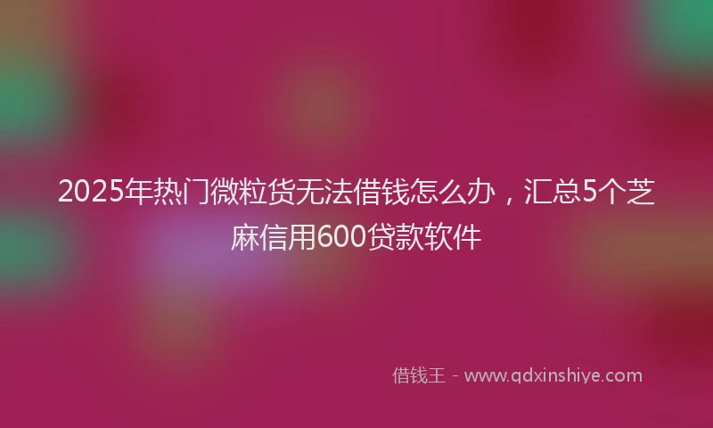 2025年热门微粒货无法借钱怎么办，汇总5个芝麻信用600贷款软件