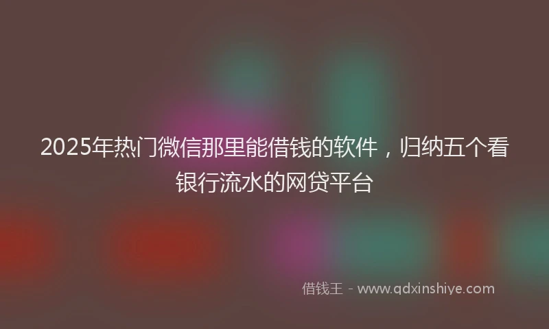 2025年热门微信那里能借钱的软件，归纳五个看银行流水的网贷平台