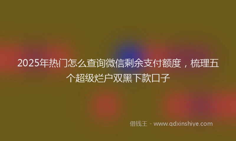 2025年热门怎么查询微信剩余支付额度，梳理五个超级烂户双黑下款口子