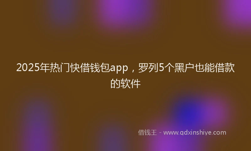 2025年热门快借钱包app，罗列5个黑户也能借款的软件