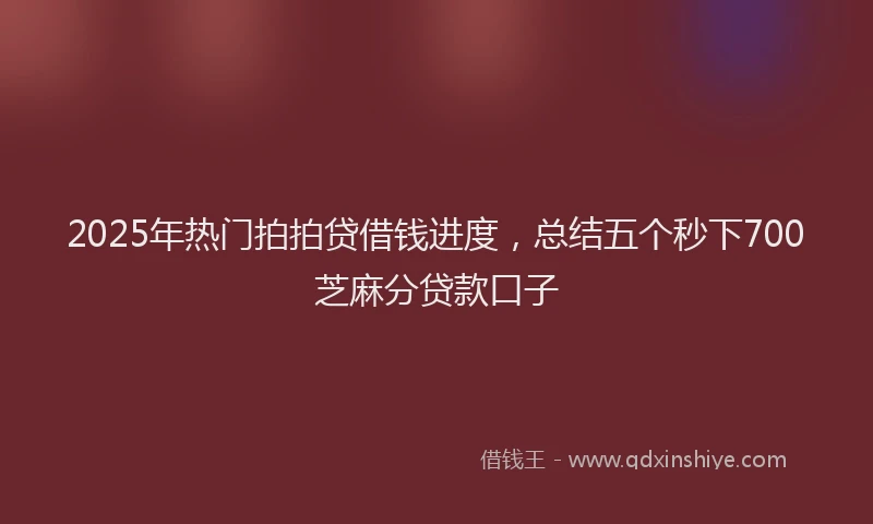 2025年热门拍拍贷借钱进度，总结五个秒下700芝麻分贷款口子
