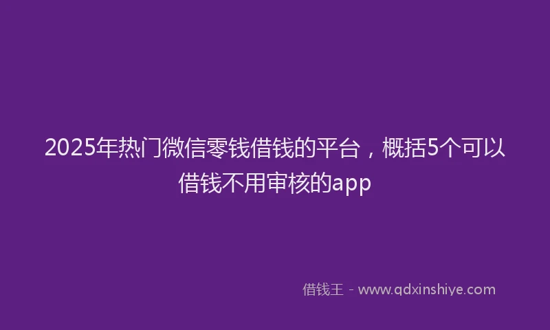2025年热门微信零钱借钱的平台，概括5个可以借钱不用审核的app