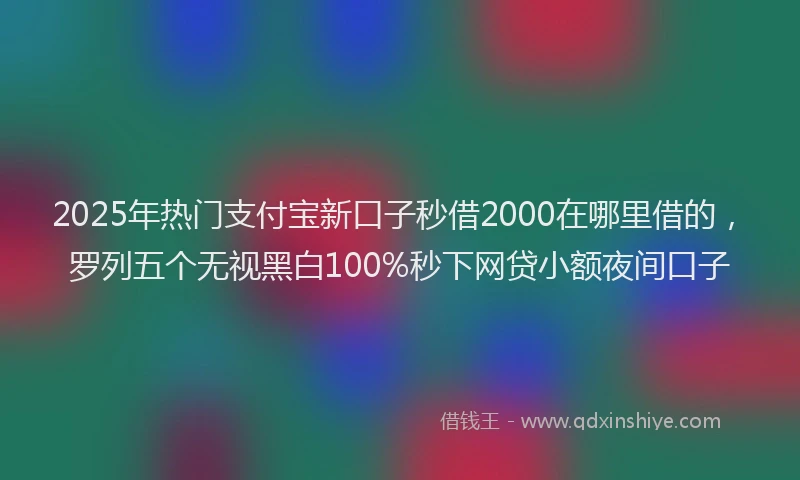 2025年热门支付宝新口子秒借2000在哪里借的，罗列五个无视黑白100%秒下网贷小额夜间口子