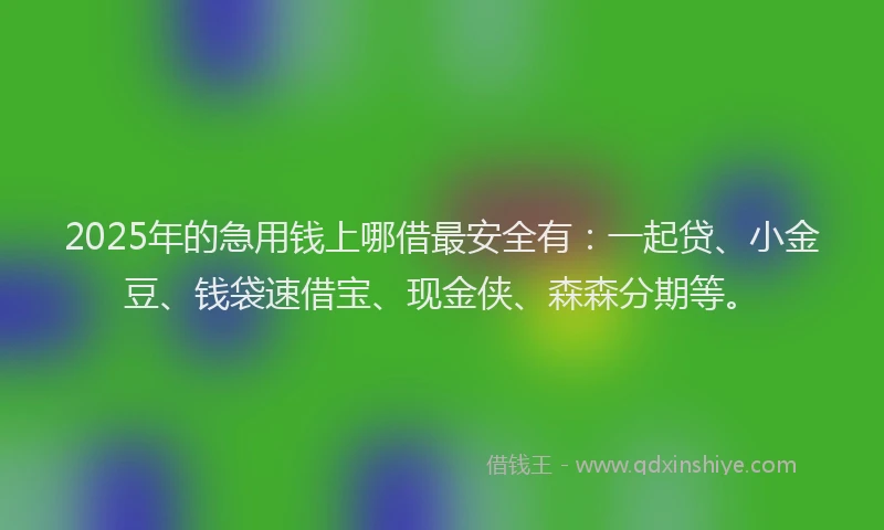 2025年的急用钱上哪借最安全有：一起贷、小金豆、钱袋速借宝、现金侠、森森分期等。