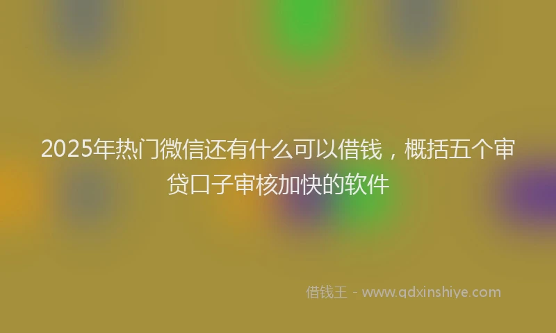 2025年热门微信还有什么可以借钱，概括五个审贷口子审核加快的软件