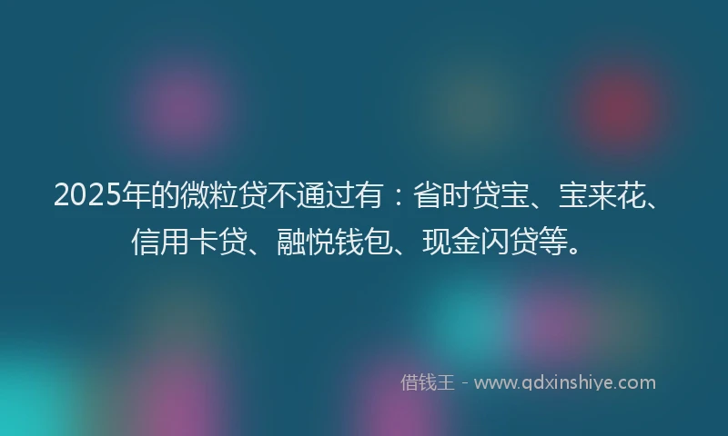 2025年的微粒贷不通过有：省时贷宝、宝来花、信用卡贷、融悦钱包、现金闪贷等。