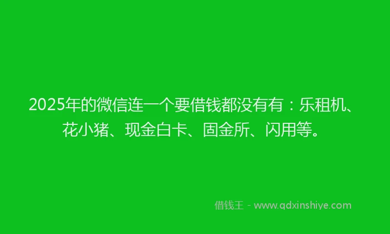 2025年的微信连一个要借钱都没有有：乐租机、花小猪、现金白卡、固金所、闪用等。