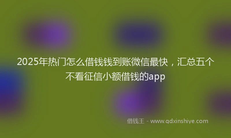 2025年热门怎么借钱钱到账微信最快，汇总五个不看征信小额借钱的app