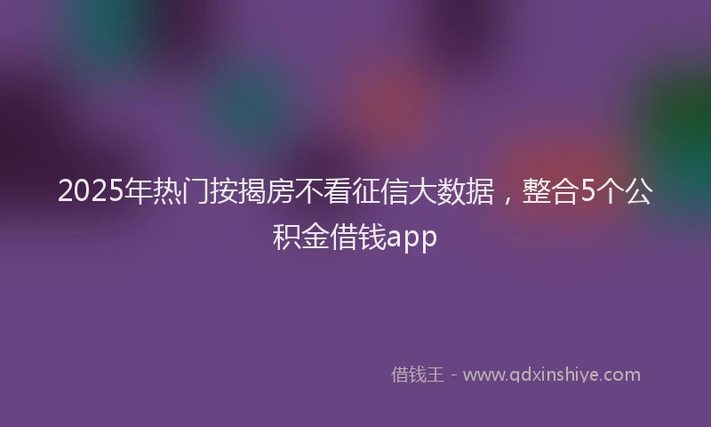 2025年热门按揭房不看征信大数据，整合5个公积金借钱app