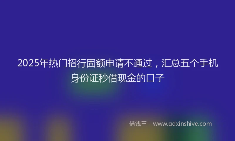 2025年热门招行固额申请不通过，汇总五个手机身份证秒借现金的口子