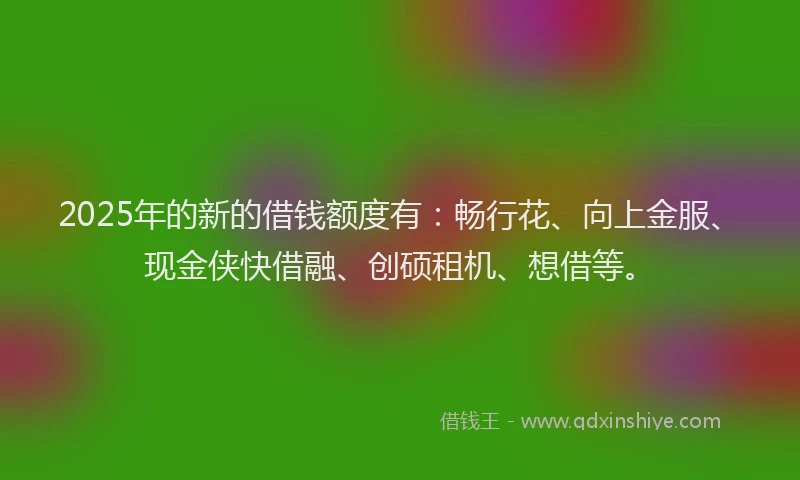 2025年的新的借钱额度有：畅行花、向上金服、现金侠快借融、创硕租机、想借等。