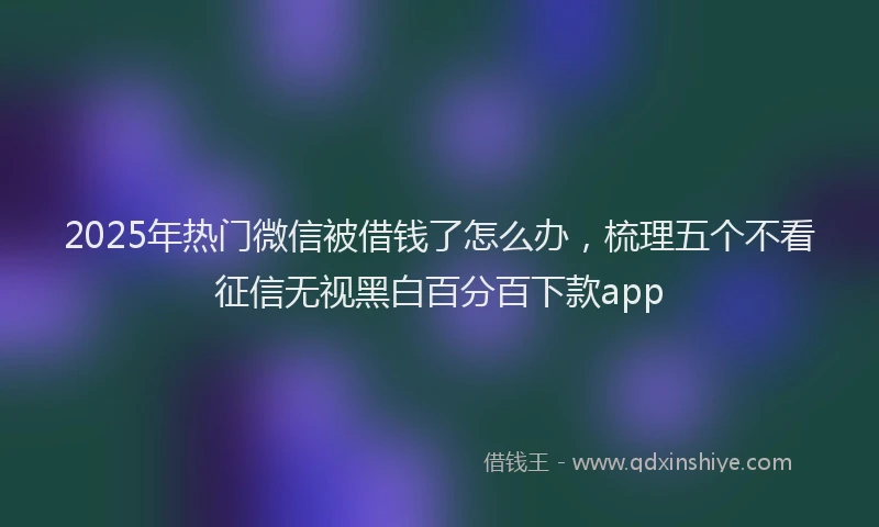 2025年热门微信被借钱了怎么办，梳理五个不看征信无视黑白百分百下款app
