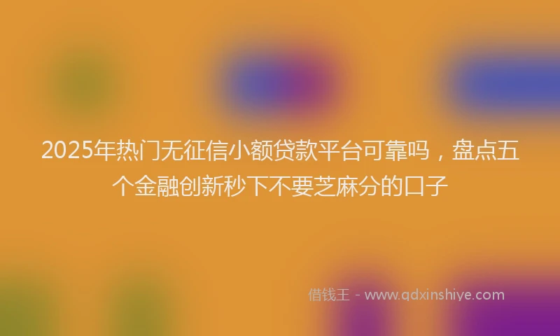 2025年热门无征信小额贷款平台可靠吗，盘点五个金融创新秒下不要芝麻分的口子