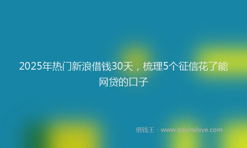 2025年热门新浪借钱30天，梳理5个征信花了能网贷的口子