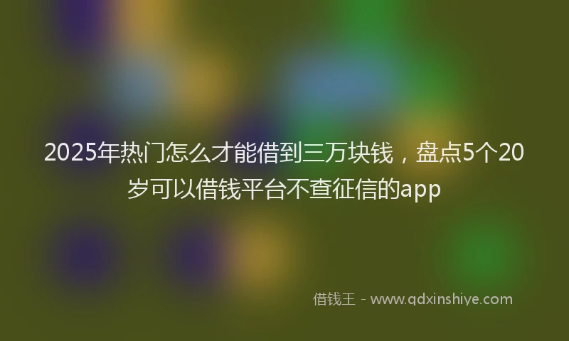 2025年热门怎么才能借到三万块钱，盘点5个20岁可以借钱平台不查征信的app