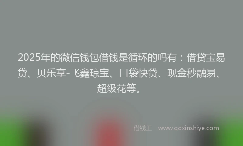 2025年的微信钱包借钱是循环的吗有：借贷宝易贷、贝乐享-飞鑫琼宝、口袋快贷、现金秒融易、超级花等。