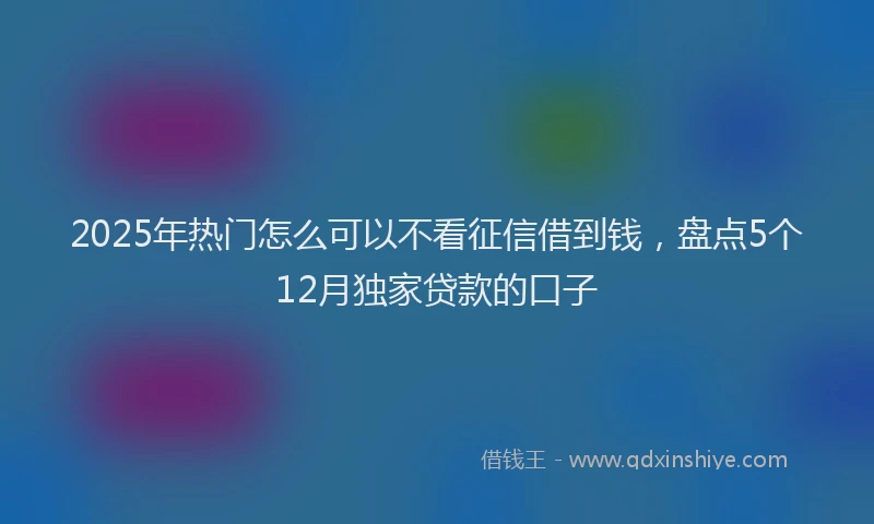 2025年热门怎么可以不看征信借到钱，盘点5个12月独家贷款的口子