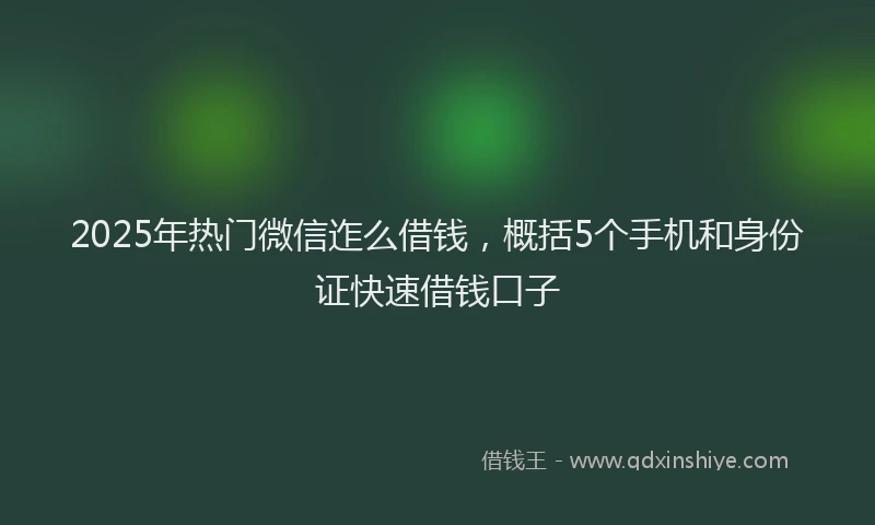 2025年热门微信迮么借钱，概括5个手机和身份证快速借钱口子
