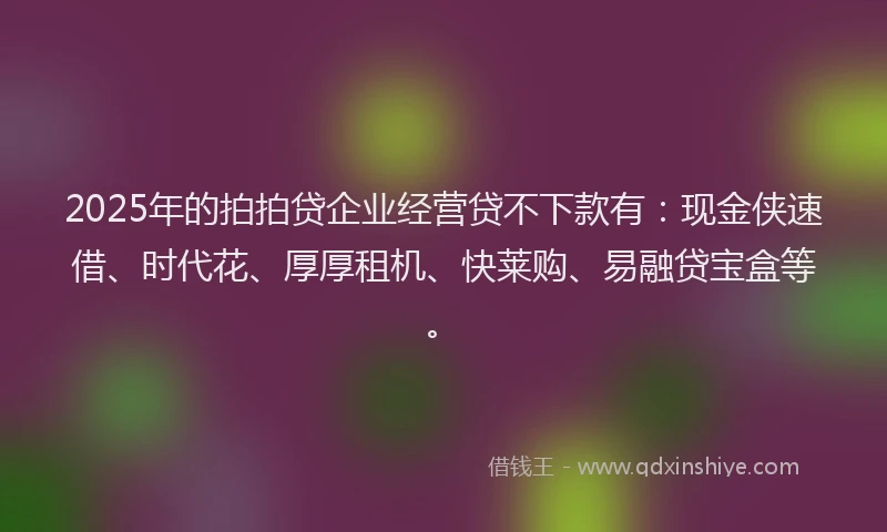 2025年的拍拍贷企业经营贷不下款有：现金侠速借、时代花、厚厚租机、快莱购、易融贷宝盒等。