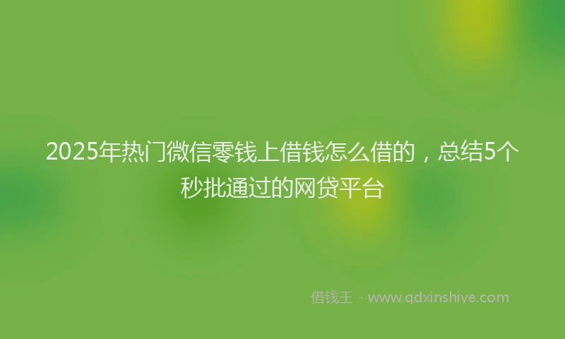 2025年热门微信零钱上借钱怎么借的，总结5个秒批通过的网贷平台