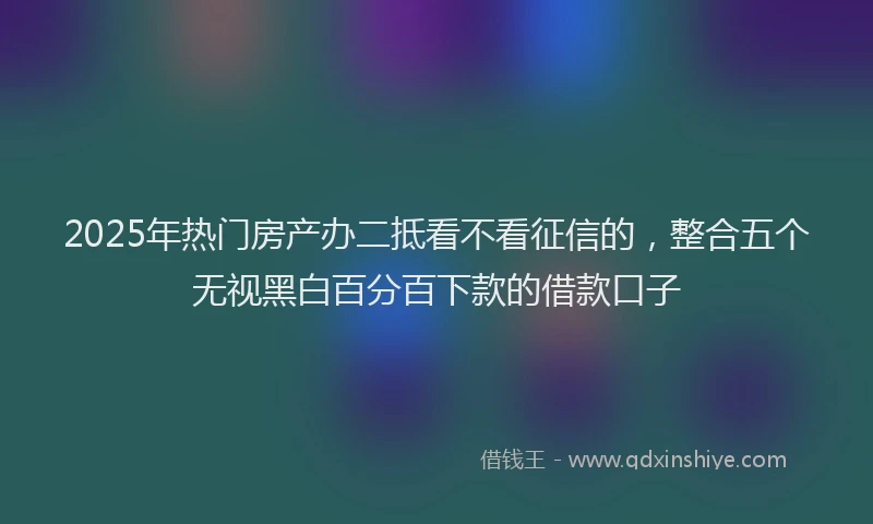2025年热门房产办二抵看不看征信的，整合五个无视黑白百分百下款的借款口子