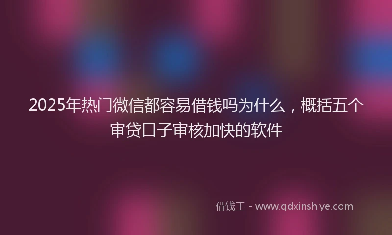2025年热门微信都容易借钱吗为什么，概括五个审贷口子审核加快的软件