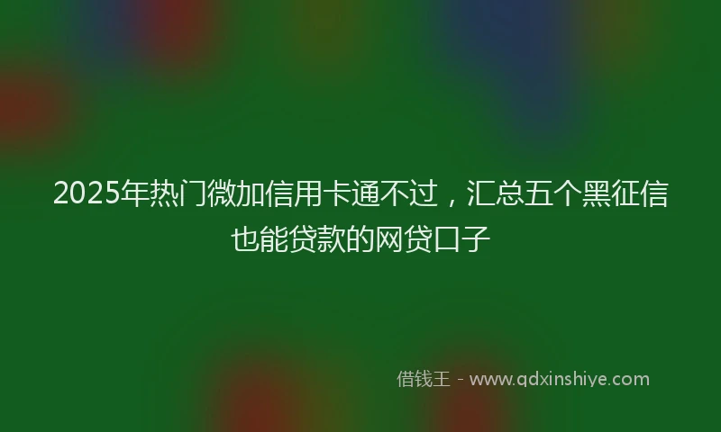 2025年热门微加信用卡通不过，汇总五个黑征信也能贷款的网贷口子
