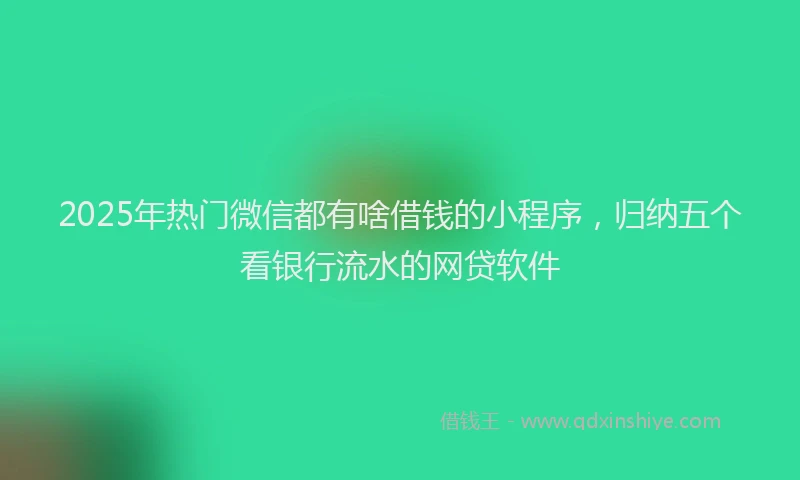 2025年热门微信都有啥借钱的小程序，归纳五个看银行流水的网贷软件