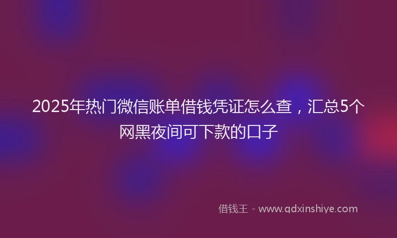 2025年热门微信账单借钱凭证怎么查，汇总5个网黑夜间可下款的口子