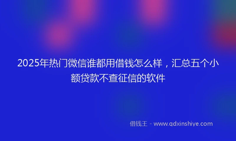 2025年热门微信谁都用借钱怎么样，汇总五个小额贷款不查征信的软件