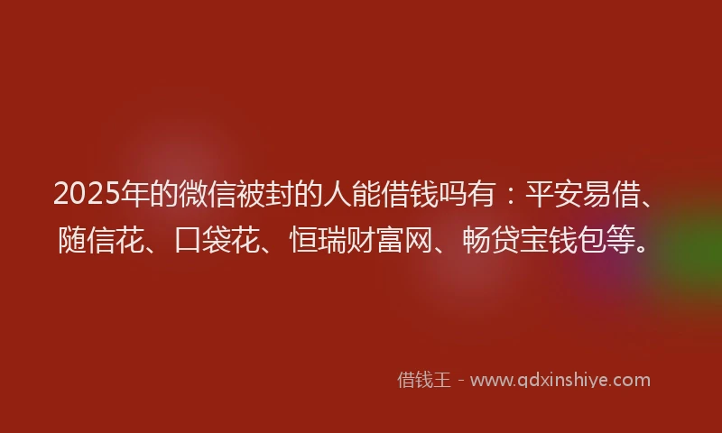 2025年的微信被封的人能借钱吗有：平安易借、随信花、口袋花、恒瑞财富网、畅贷宝钱包等。