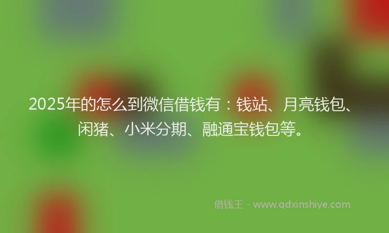 2025年的怎么到微信借钱有：钱站、月亮钱包、闲猪、小米分期、融通宝钱包等。