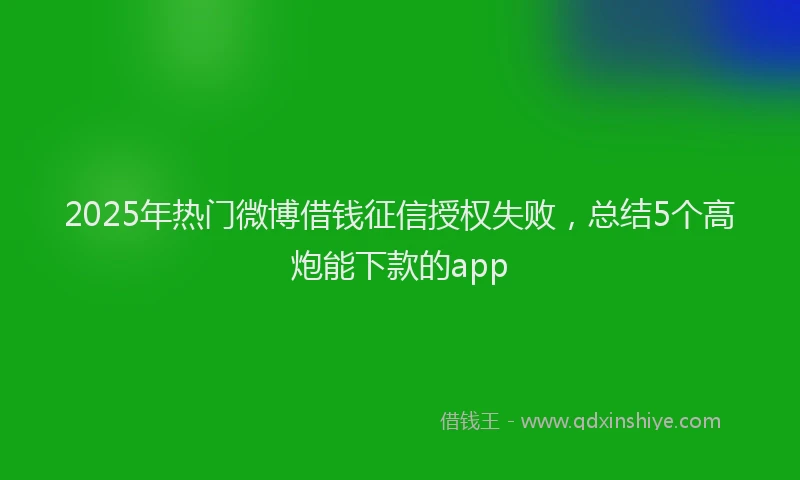 2025年热门微博借钱征信授权失败，总结5个高炮能下款的app