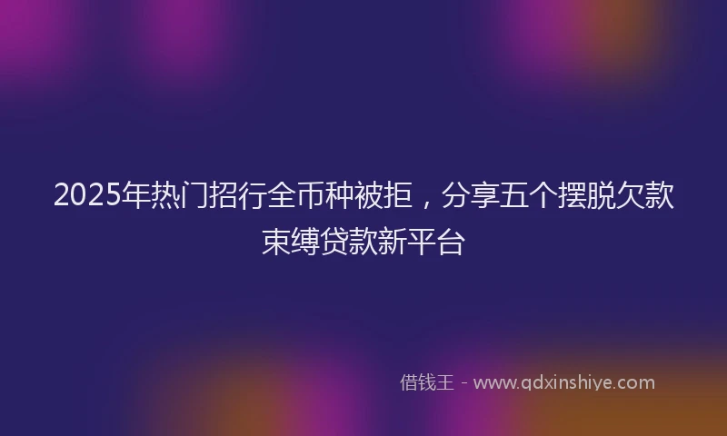 2025年热门招行全币种被拒，分享五个摆脱欠款束缚贷款新平台