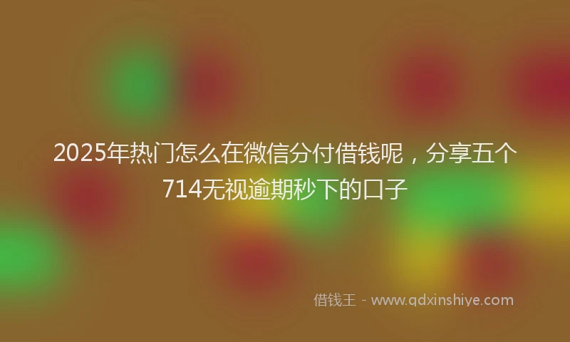 2025年热门怎么在微信分付借钱呢，分享五个714无视逾期秒下的口子