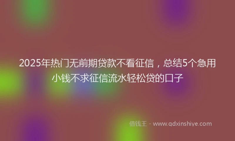 2025年热门无前期贷款不看征信，总结5个急用小钱不求征信流水轻松贷的口子