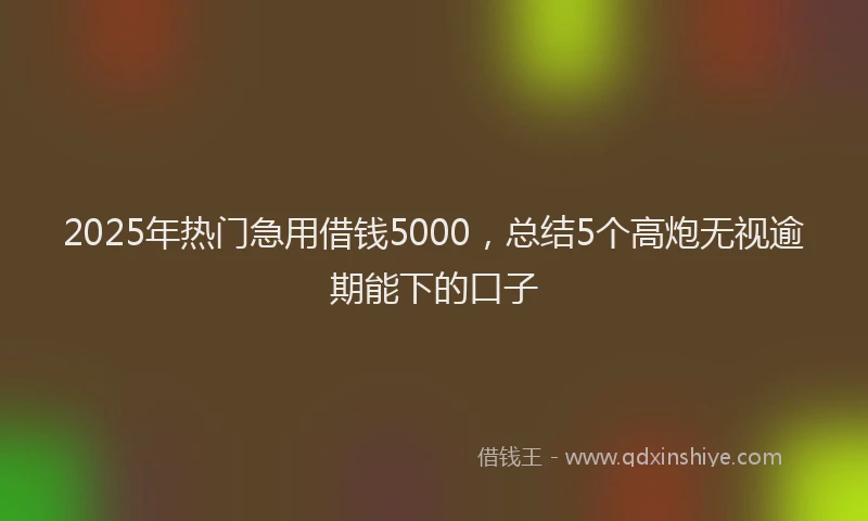 2025年热门急用借钱5000，总结5个高炮无视逾期能下的口子