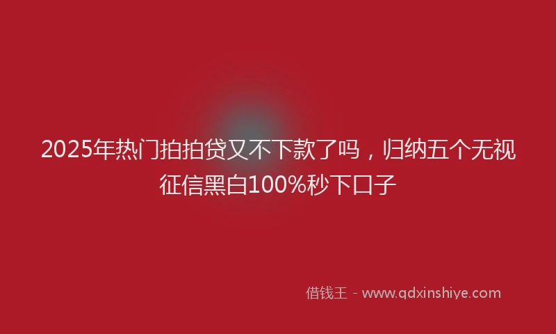 2025年热门拍拍贷又不下款了吗，归纳五个无视征信黑白100%秒下口子