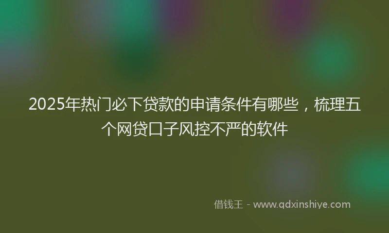 2025年热门必下贷款的申请条件有哪些，梳理五个网贷口子风控不严的软件